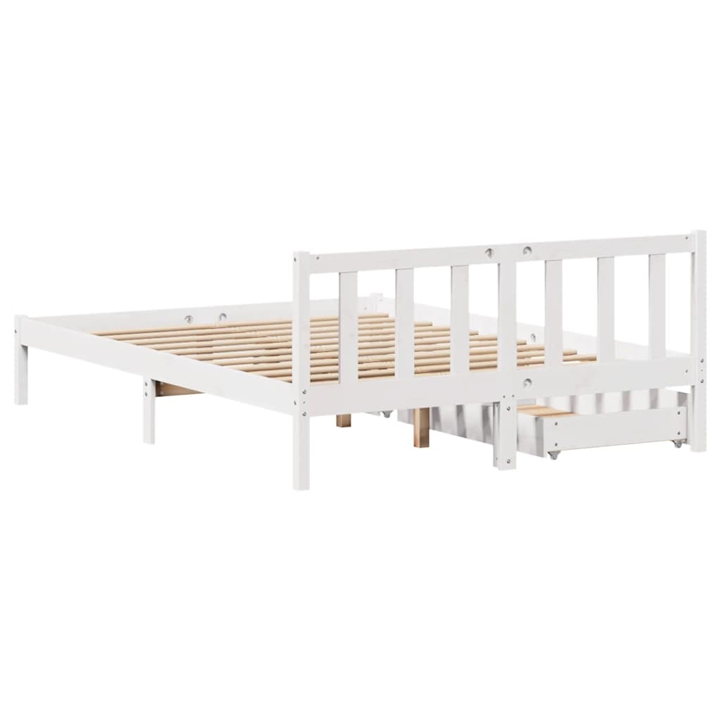 fehér tömör fenyőfa ágy matrac nélkül 140x190 cm