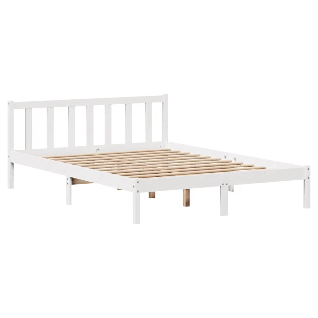 fehér tömör fenyőfa ágy matrac nélkül 140x190 cm