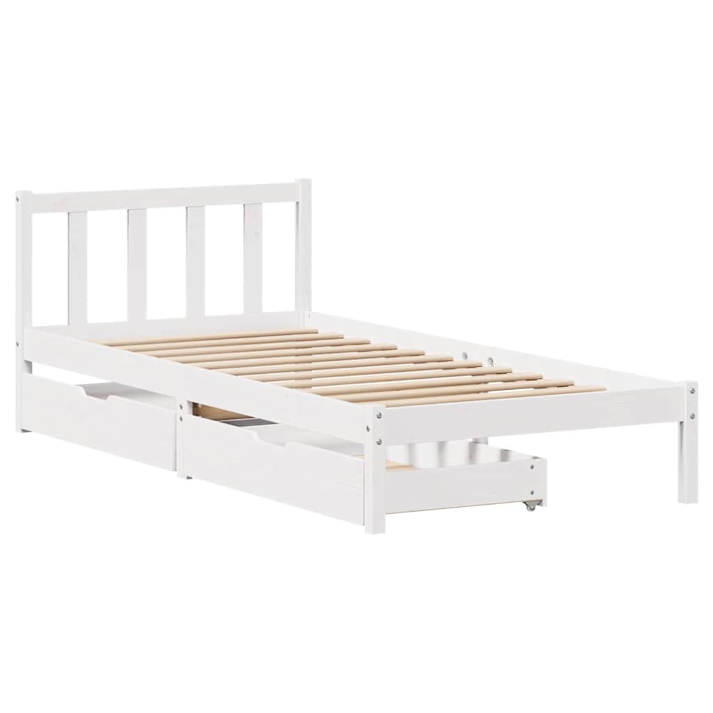 fehér tömör fenyőfa ágy matrac nélkül 90 x 200 cm