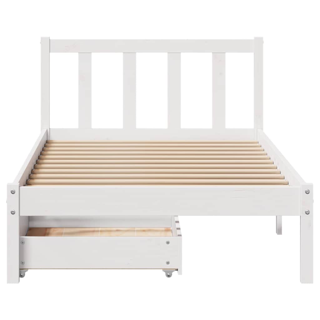 fehér tömör fenyőfa ágy matrac nélkül 90 x 200 cm