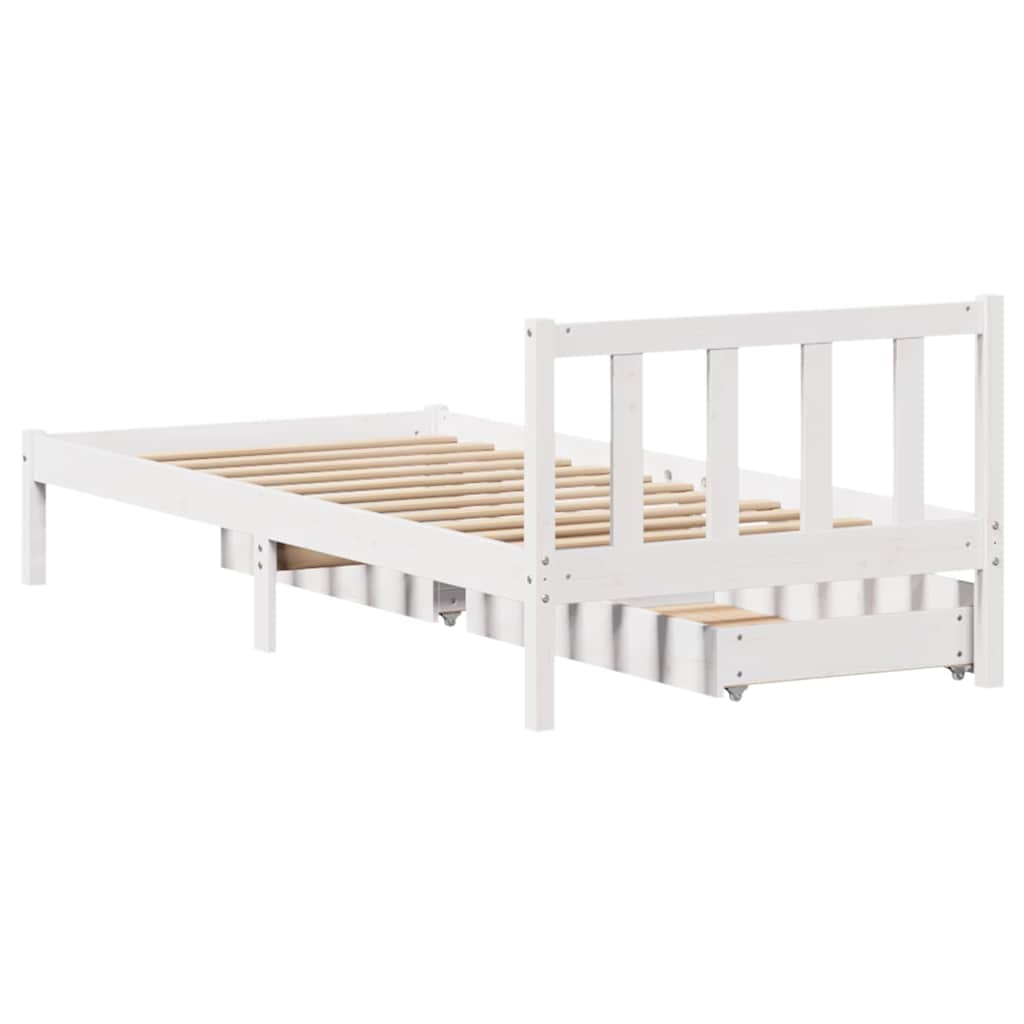 fehér tömör fenyőfa ágy matrac nélkül 90 x 200 cm