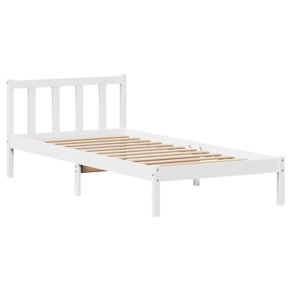 fehér tömör fenyőfa ágy matrac nélkül 90 x 200 cm