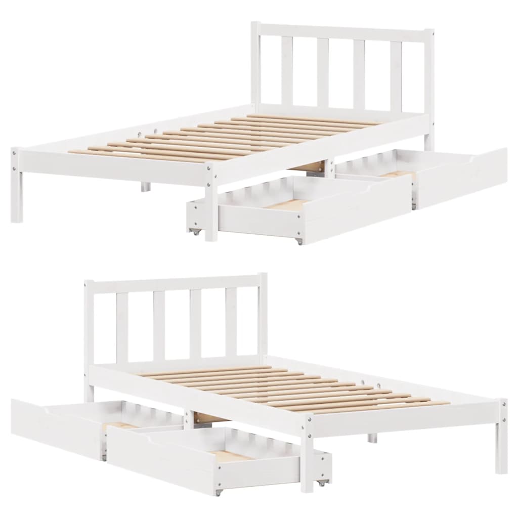 fehér tömör fenyőfa ágy matrac nélkül 90 x 200 cm