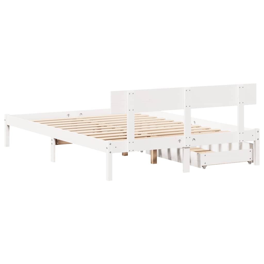 fehér tömör fenyőfa ágy matrac nélkül 140x190 cm