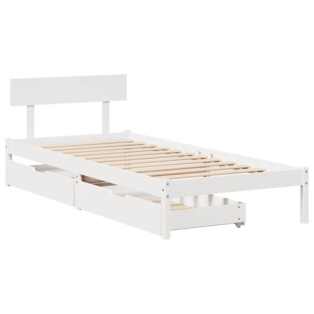 fehér tömör fenyőfa ágy matrac nélkül 90 x 200 cm