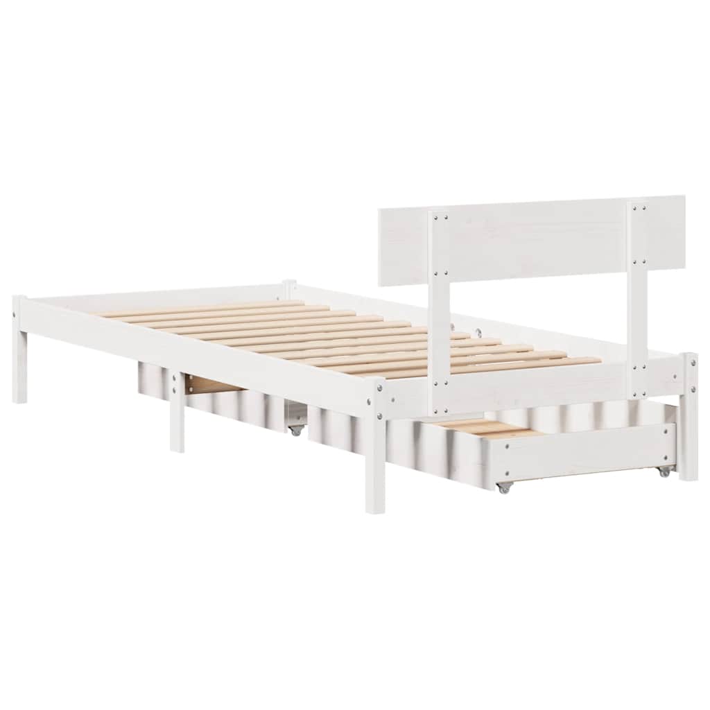 fehér tömör fenyőfa ágy matrac nélkül 90 x 200 cm