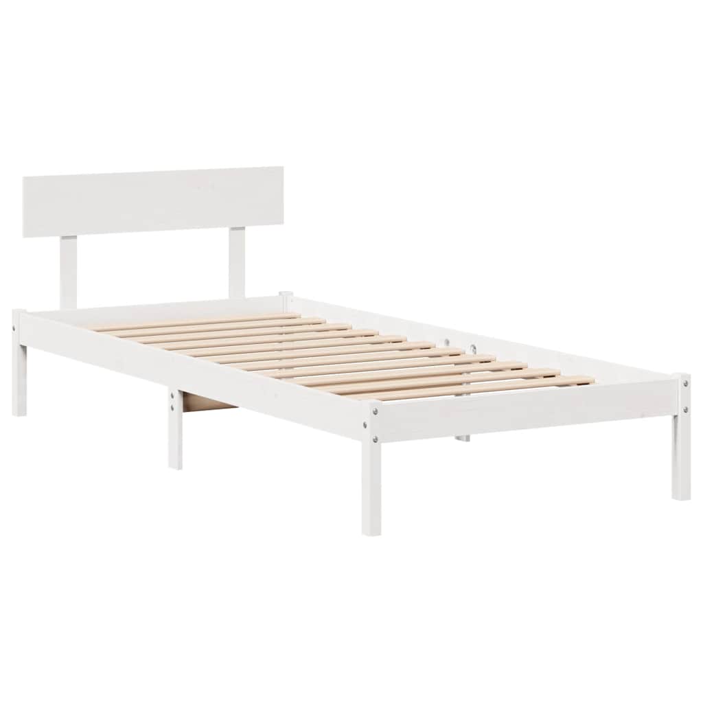 fehér tömör fenyőfa ágy matrac nélkül 90 x 200 cm