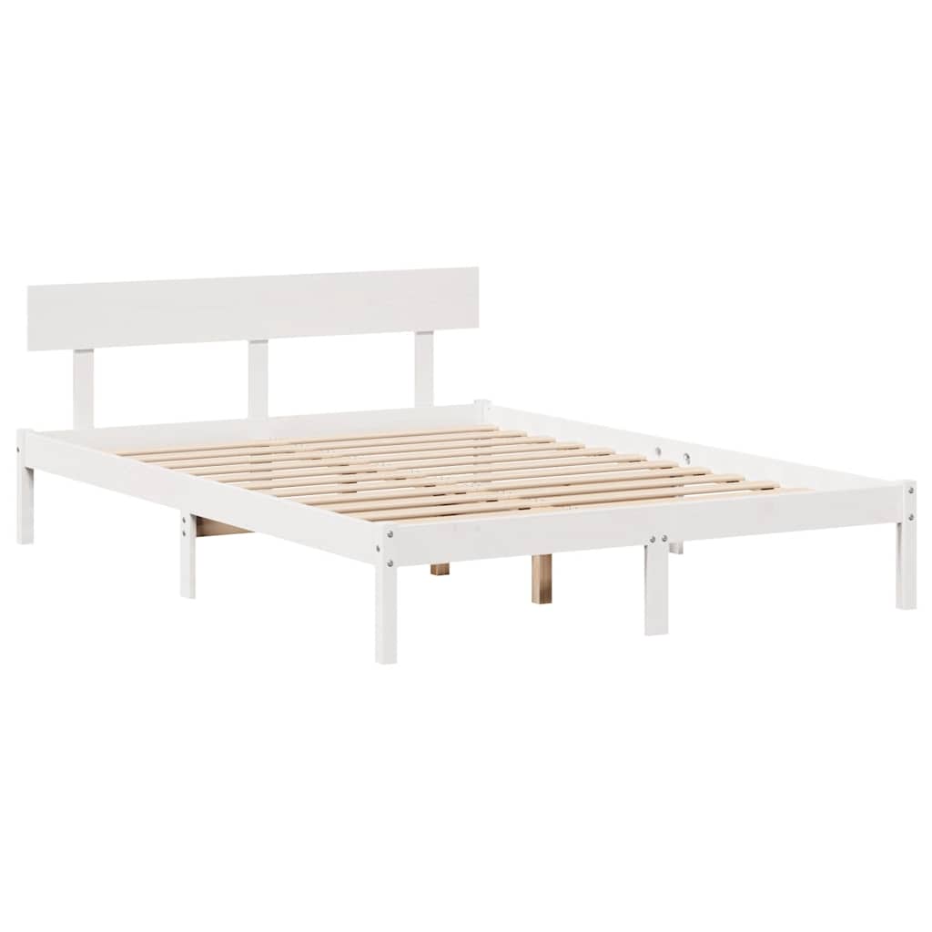 fehér tömör fenyőfa ágy matrac nélkül 120 x 200 cm