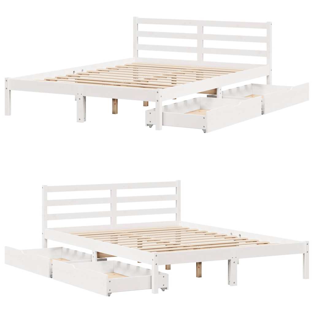 fehér tömör fenyőfa ágy matrac nélkül 120 x 190 cm