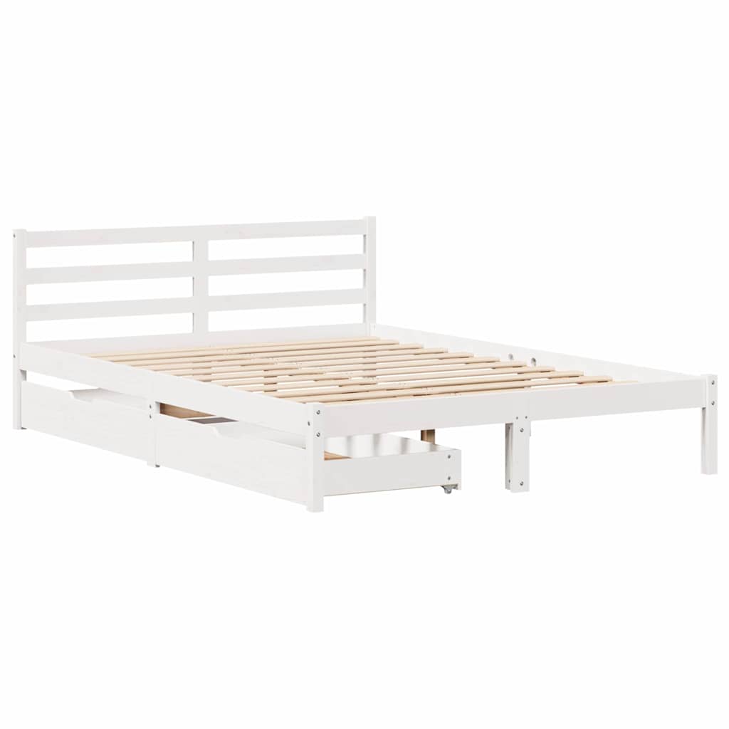 fehér tömör fenyőfa ágy matrac nélkül 140x190 cm