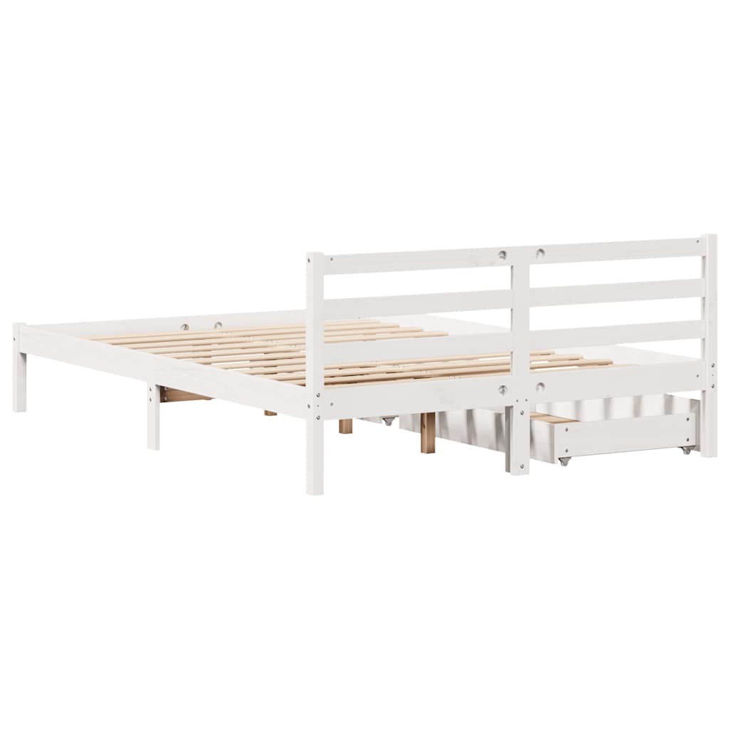 fehér tömör fenyőfa ágy matrac nélkül 140x190 cm