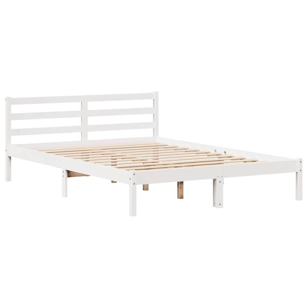 fehér tömör fenyőfa ágy matrac nélkül 140x190 cm