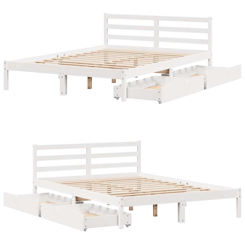 fehér tömör fenyőfa ágy matrac nélkül 140x190 cm