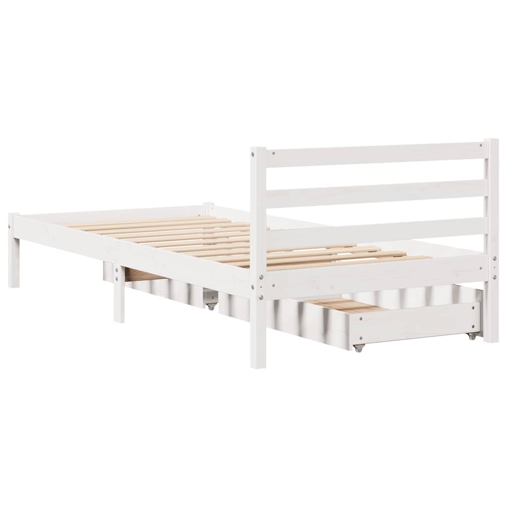 fehér tömör fenyőfa ágy matrac nélkül 90 x 200 cm
