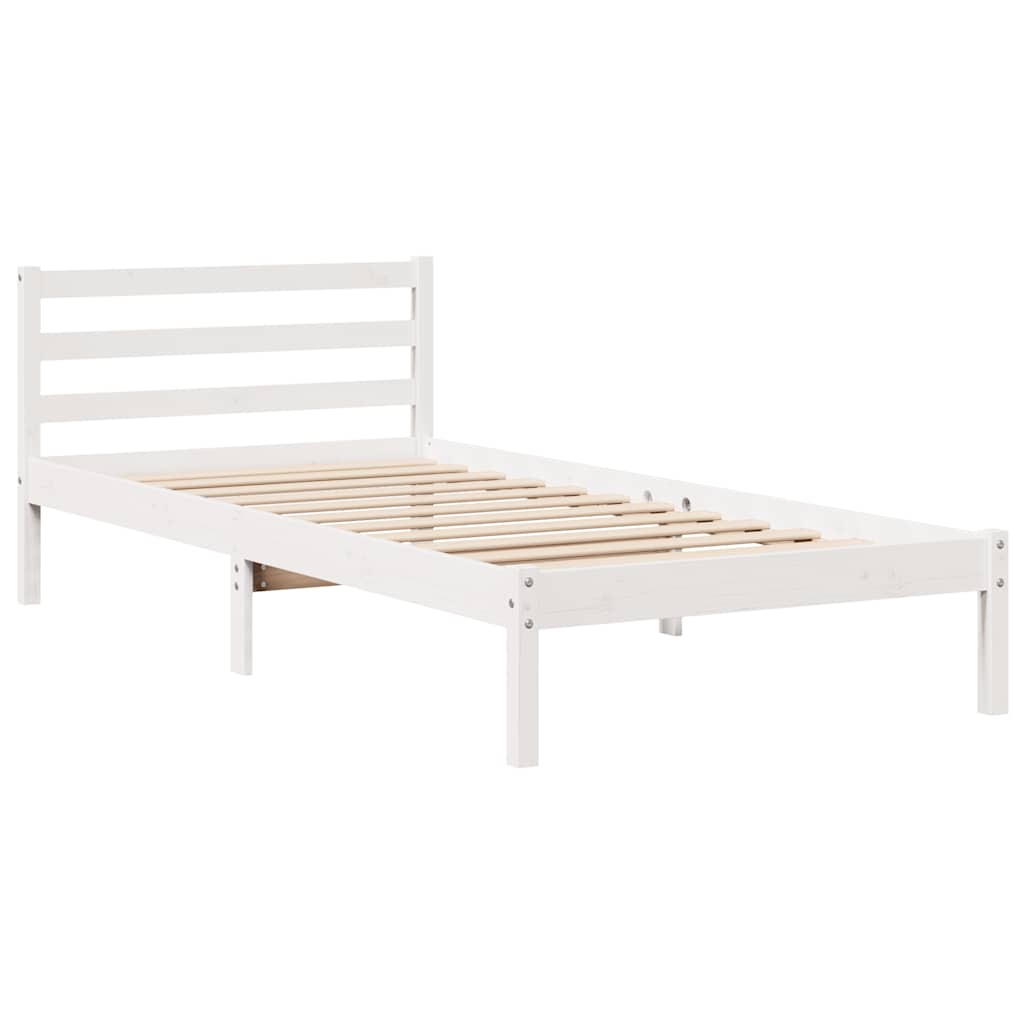 fehér tömör fenyőfa ágy matrac nélkül 90 x 200 cm
