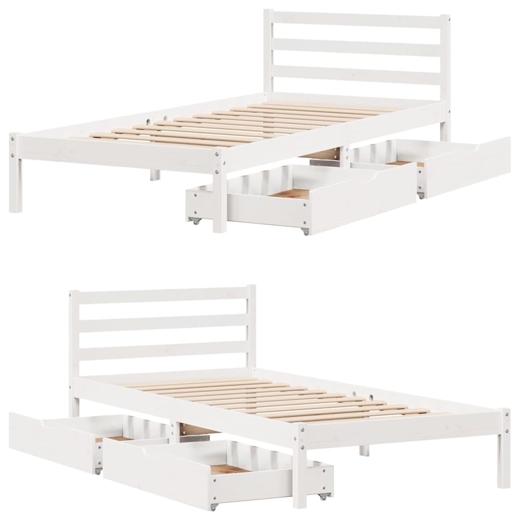 fehér tömör fenyőfa ágy matrac nélkül 90 x 200 cm