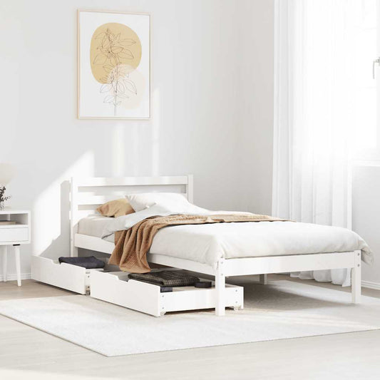 fehér tömör fenyőfa ágy matrac nélkül 90 x 200 cm