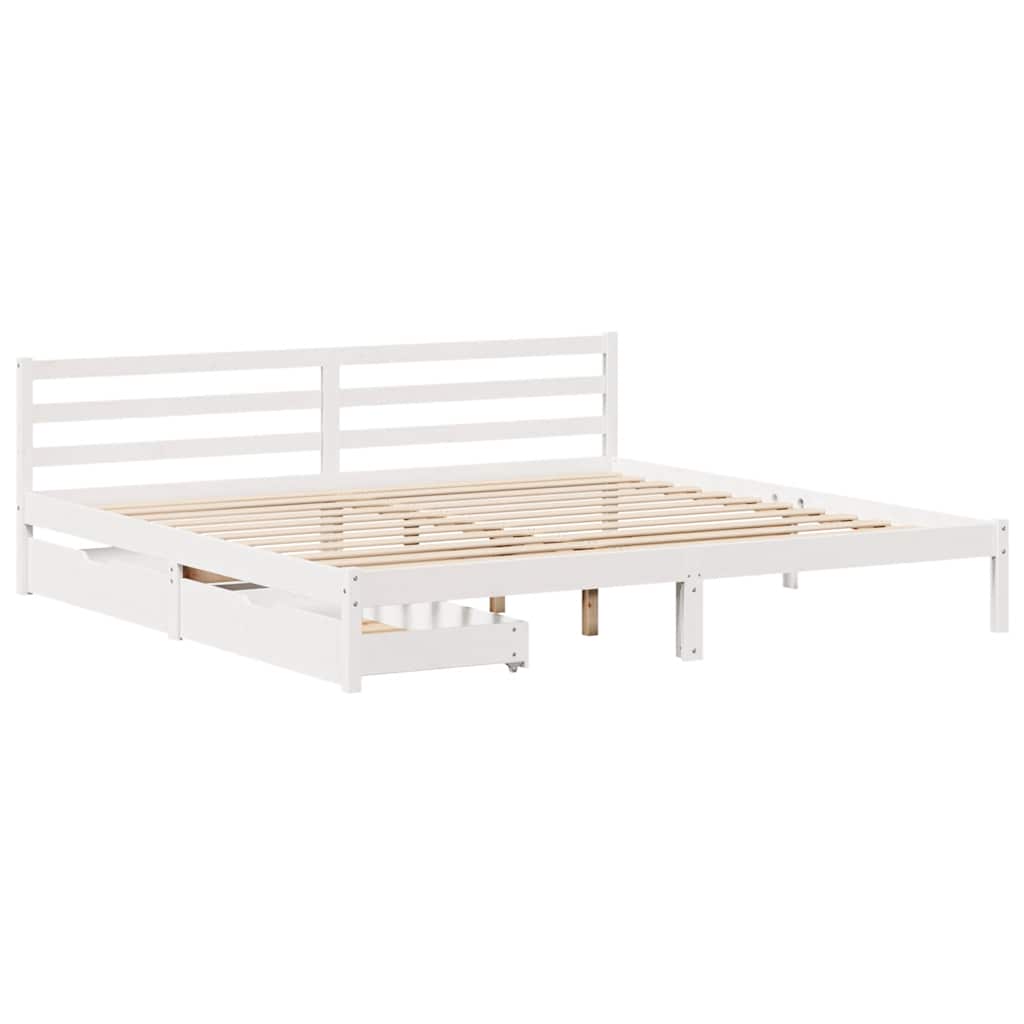 fehér tömör fenyőfa ágy matrac nélkül 200 x 200 cm