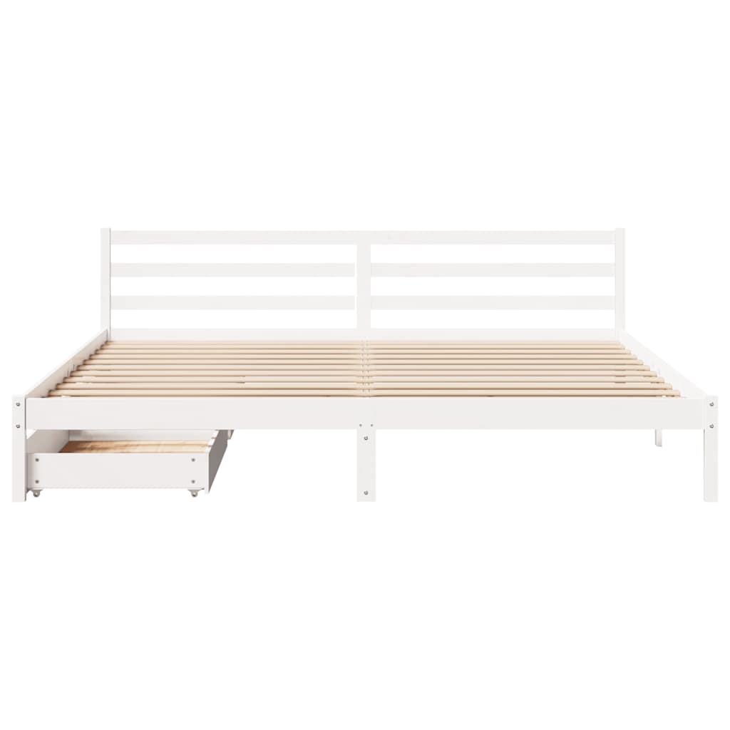 fehér tömör fenyőfa ágy matrac nélkül 200 x 200 cm