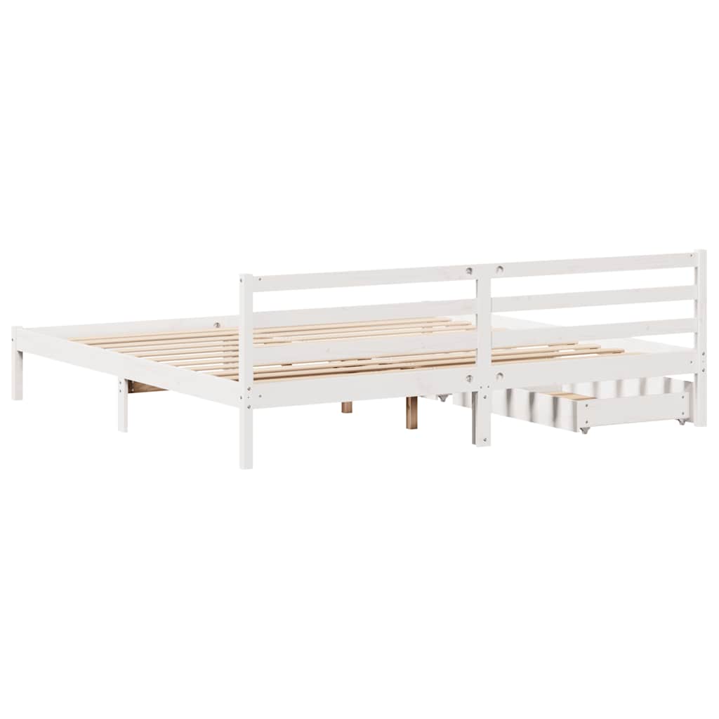 fehér tömör fenyőfa ágy matrac nélkül 200 x 200 cm