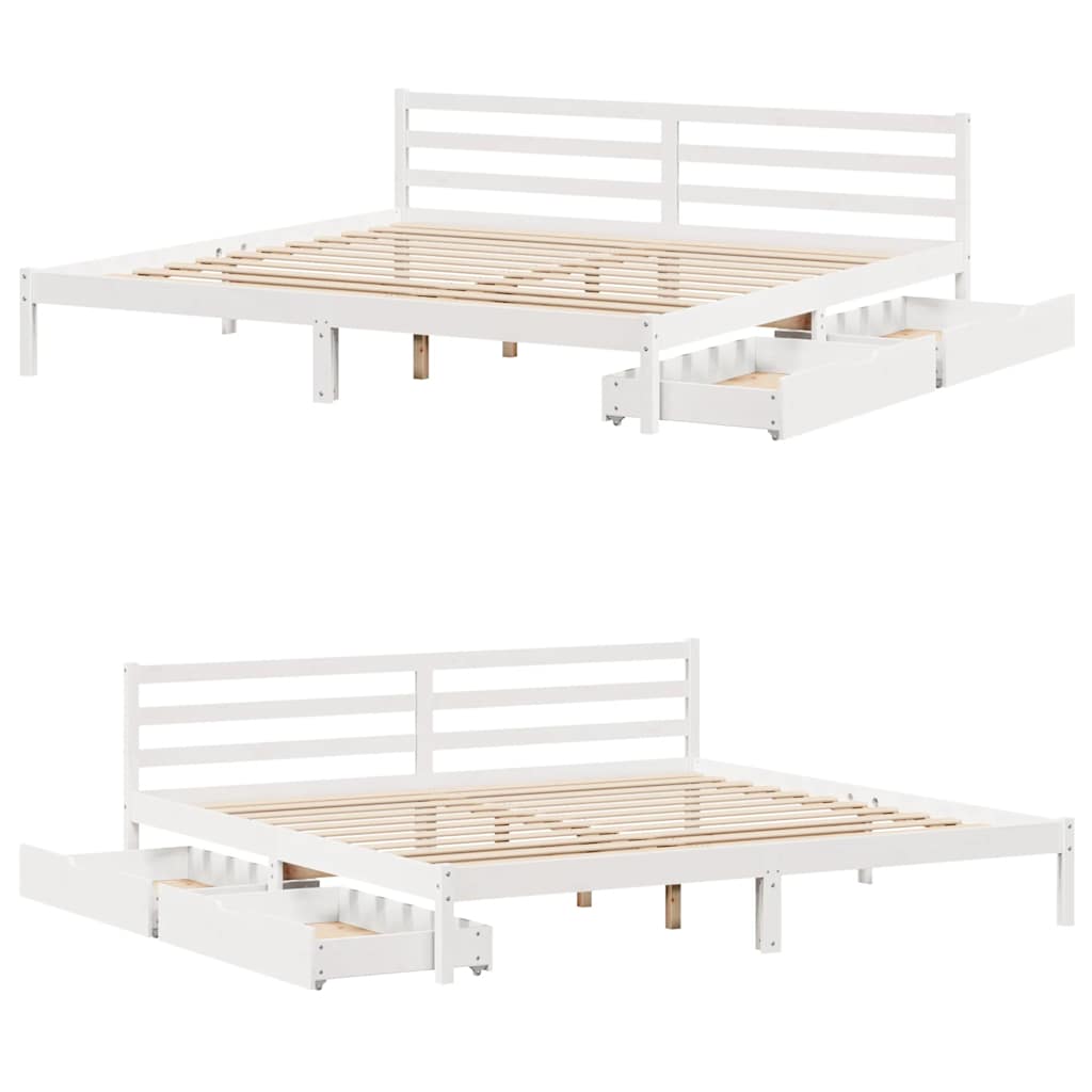 fehér tömör fenyőfa ágy matrac nélkül 200 x 200 cm