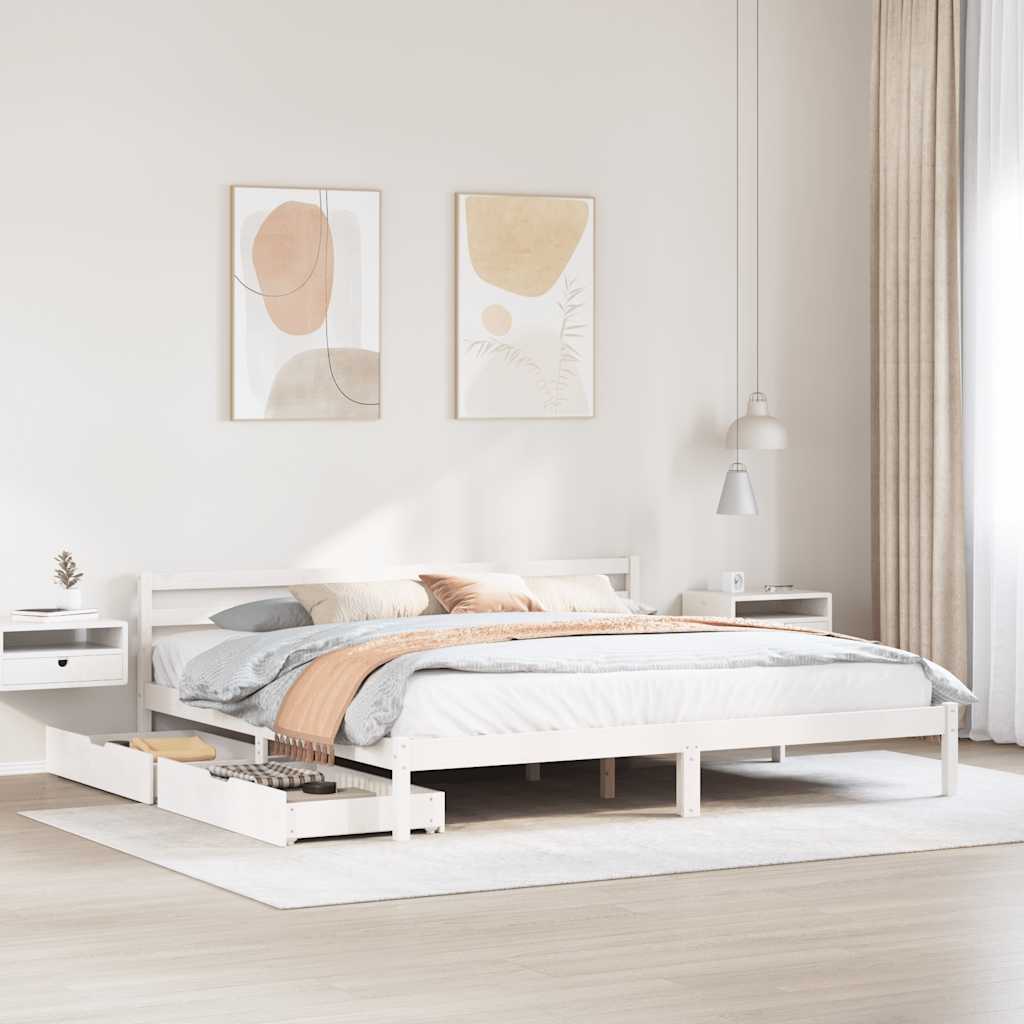 fehér tömör fenyőfa ágy matrac nélkül 200 x 200 cm