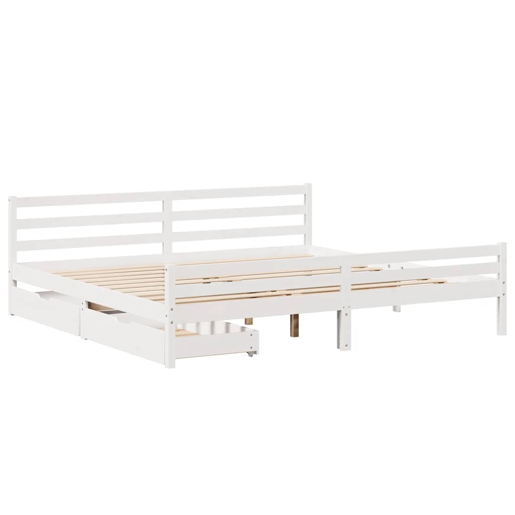 fehér tömör fenyőfa ágy matrac nélkül 200 x 200 cm