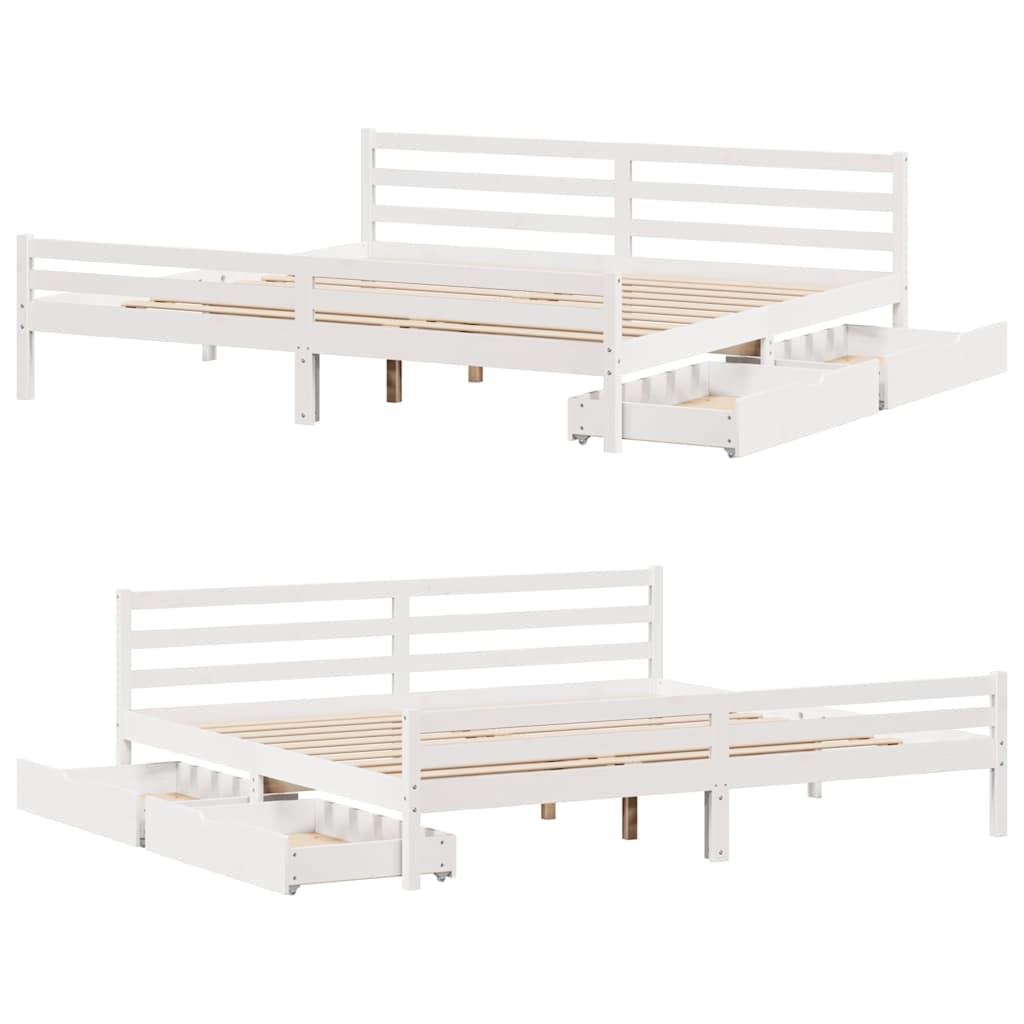 fehér tömör fenyőfa ágy matrac nélkül 200 x 200 cm