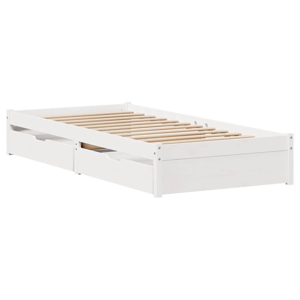 fehér tömör fenyőfa ágy matrac nélkül 75 x 190 cm