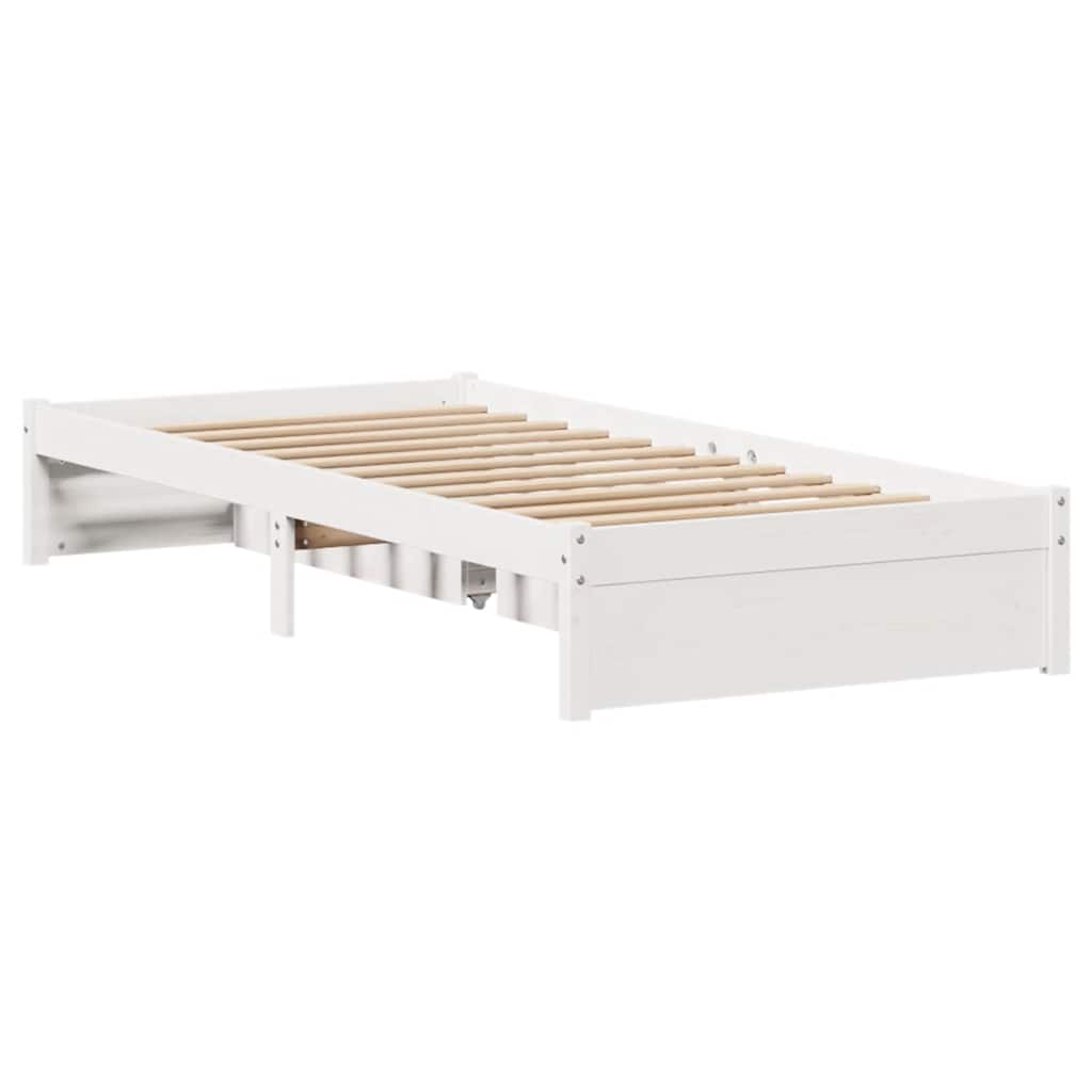 fehér tömör fenyőfa ágy matrac nélkül 75 x 190 cm