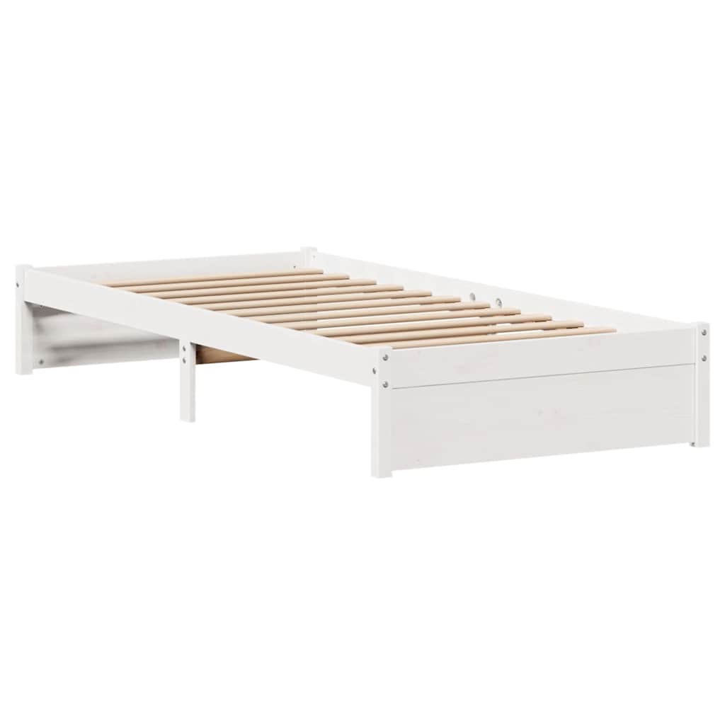 fehér tömör fenyőfa ágy matrac nélkül 75 x 190 cm