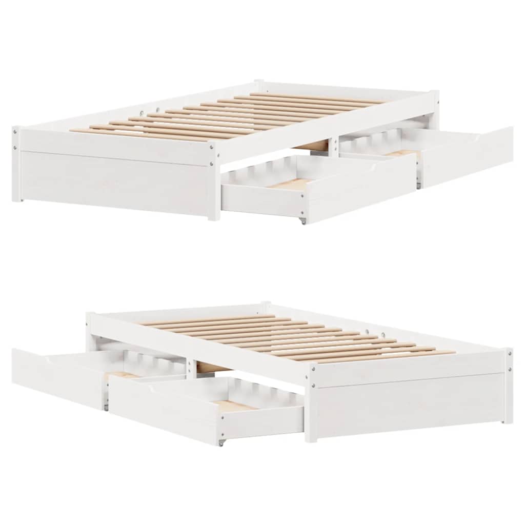 fehér tömör fenyőfa ágy matrac nélkül 75 x 190 cm