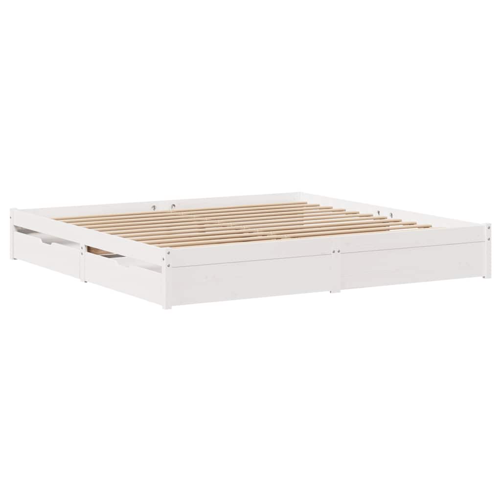 fehér tömör fenyőfa ágy matrac nélkül 200 x 200 cm