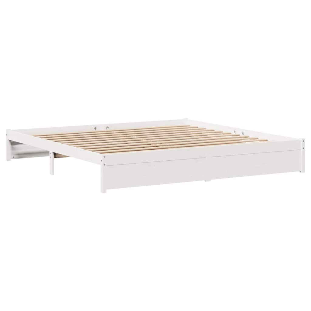 fehér tömör fenyőfa ágy matrac nélkül 200 x 200 cm