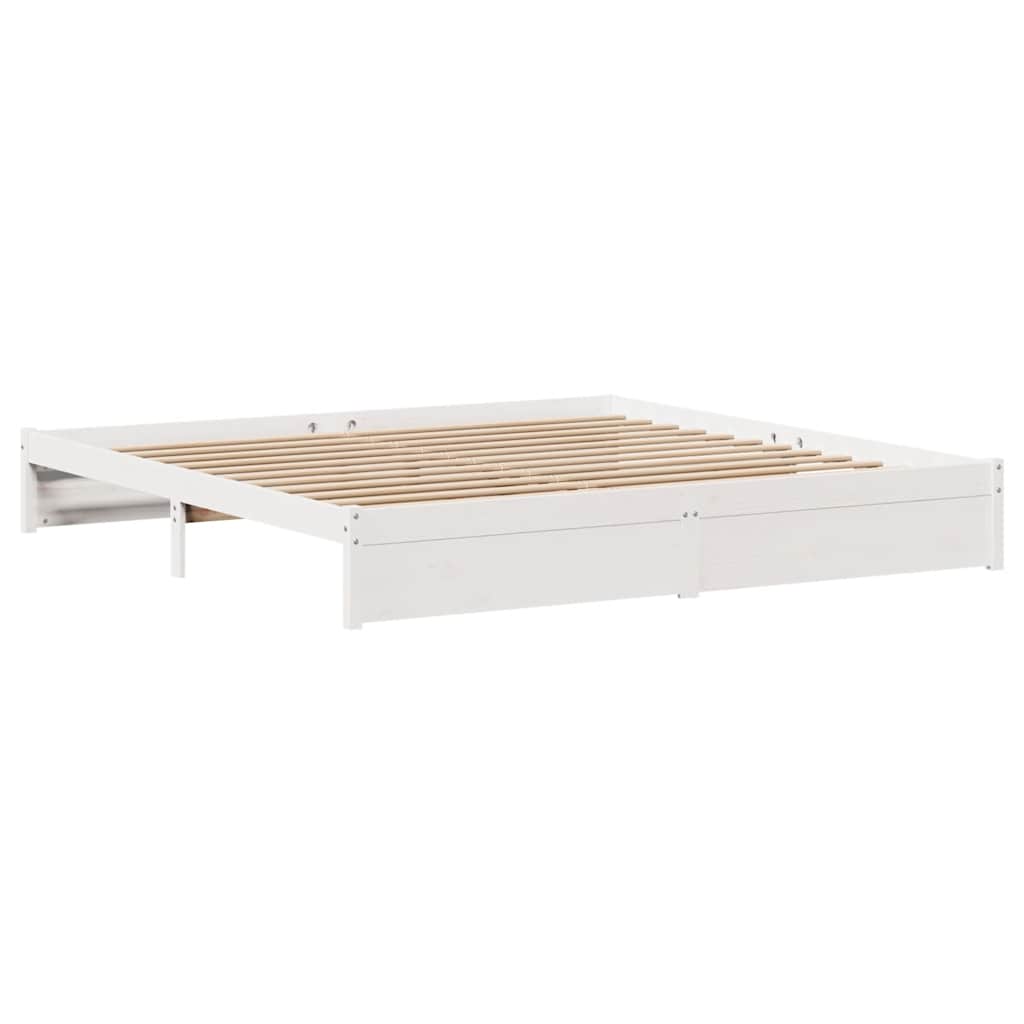 fehér tömör fenyőfa ágy matrac nélkül 200 x 200 cm