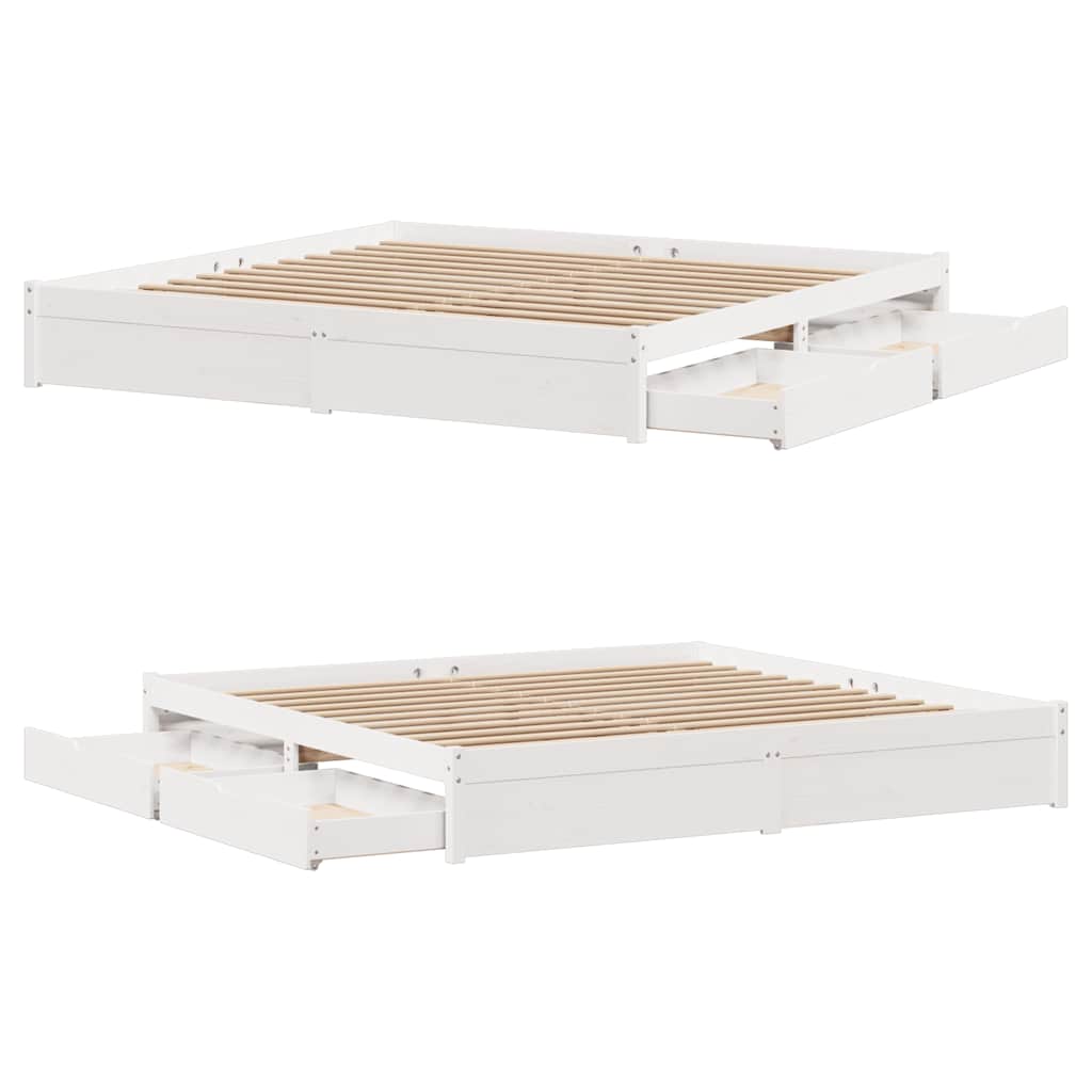 fehér tömör fenyőfa ágy matrac nélkül 200 x 200 cm