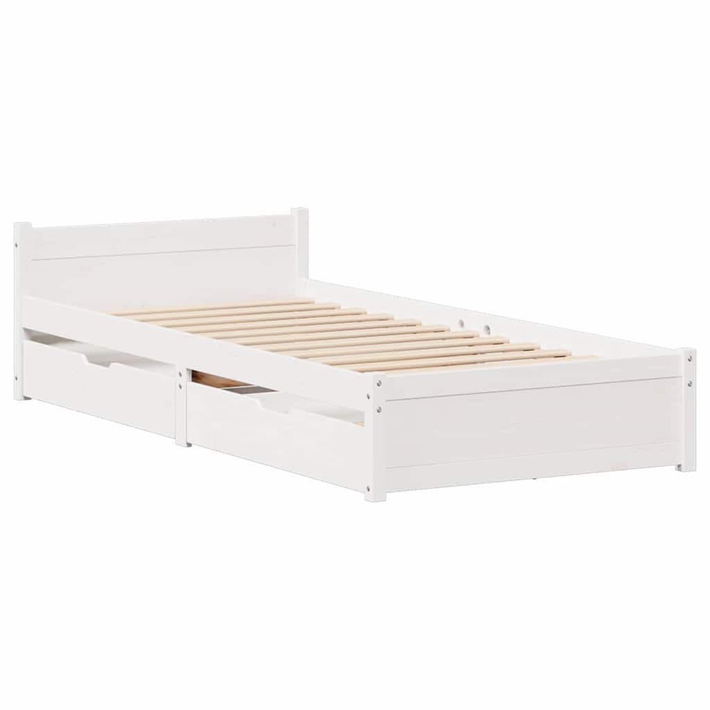 fehér tömör fenyőfa ágy matrac nélkül 90 x 200 cm