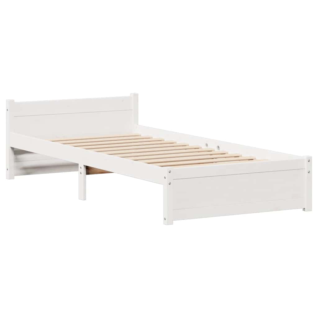 fehér tömör fenyőfa ágy matrac nélkül 90 x 200 cm