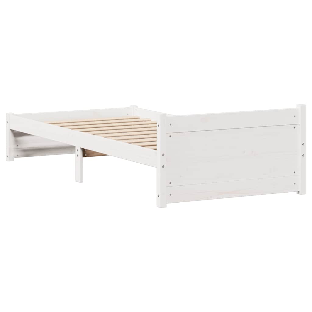 fehér tömör fenyőfa ágy matrac nélkül 90 x 200 cm