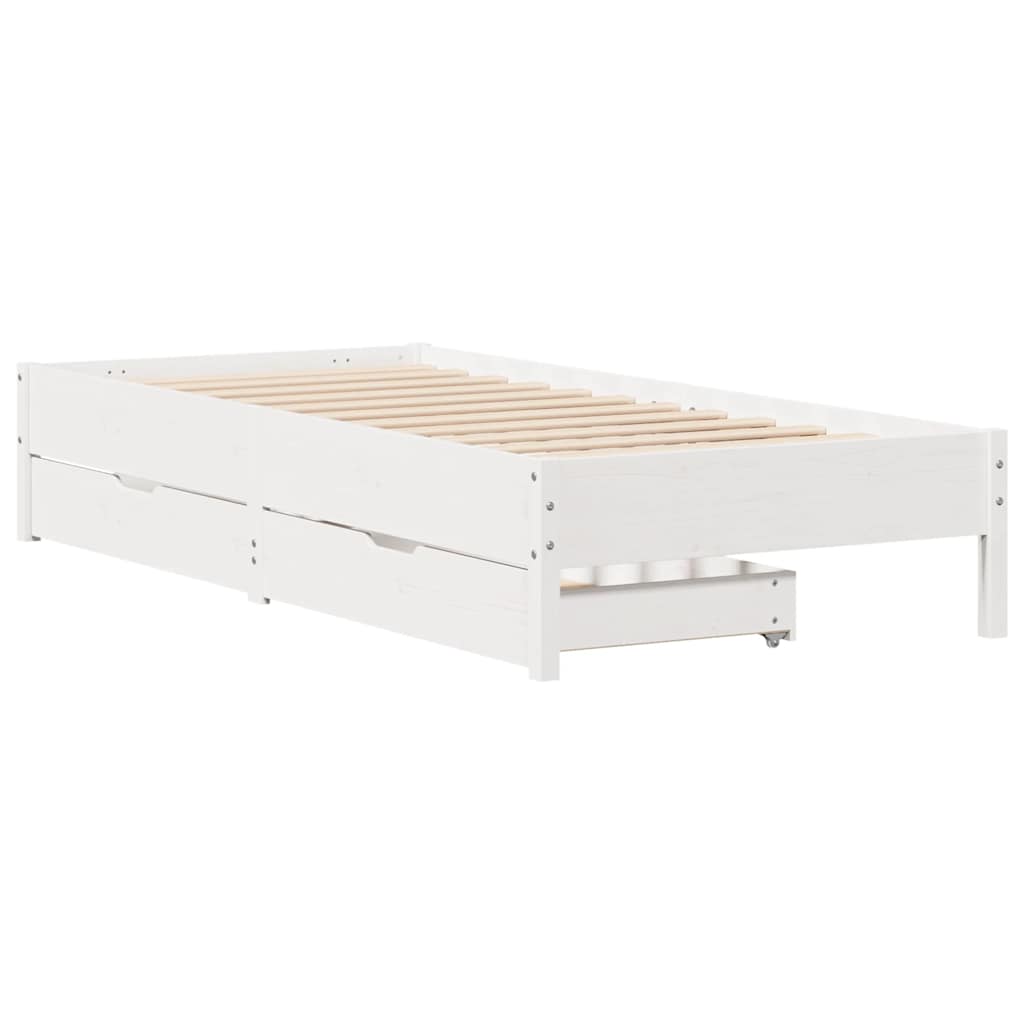 fehér tömör fenyőfa ágy matrac nélkül 90 x 200 cm