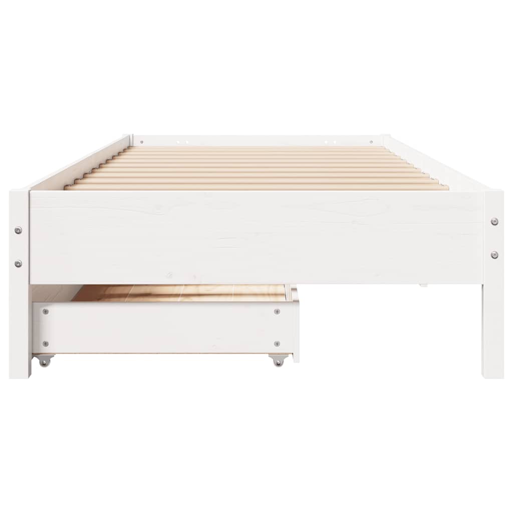 fehér tömör fenyőfa ágy matrac nélkül 90 x 200 cm