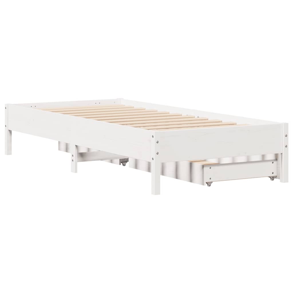 fehér tömör fenyőfa ágy matrac nélkül 90 x 200 cm
