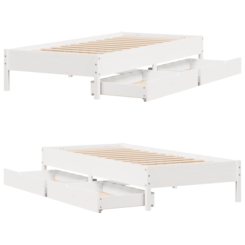 fehér tömör fenyőfa ágy matrac nélkül 90 x 200 cm
