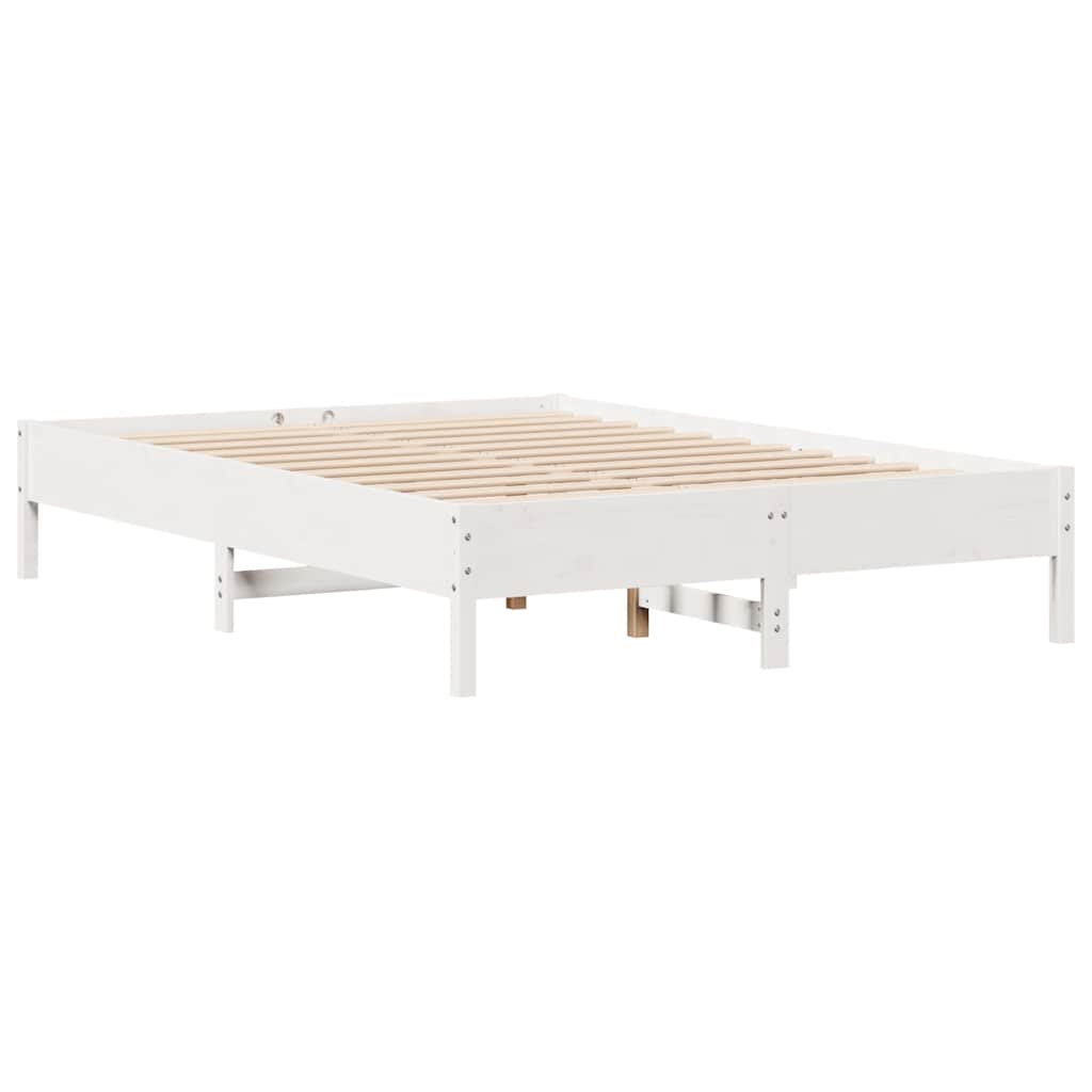 fehér tömör fenyőfa ágy matrac nélkül 135 x 190 cm