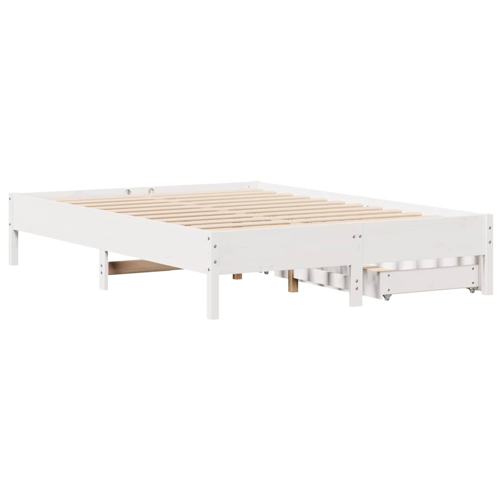 fehér tömör fenyőfa ágy matrac nélkül 135 x 190 cm