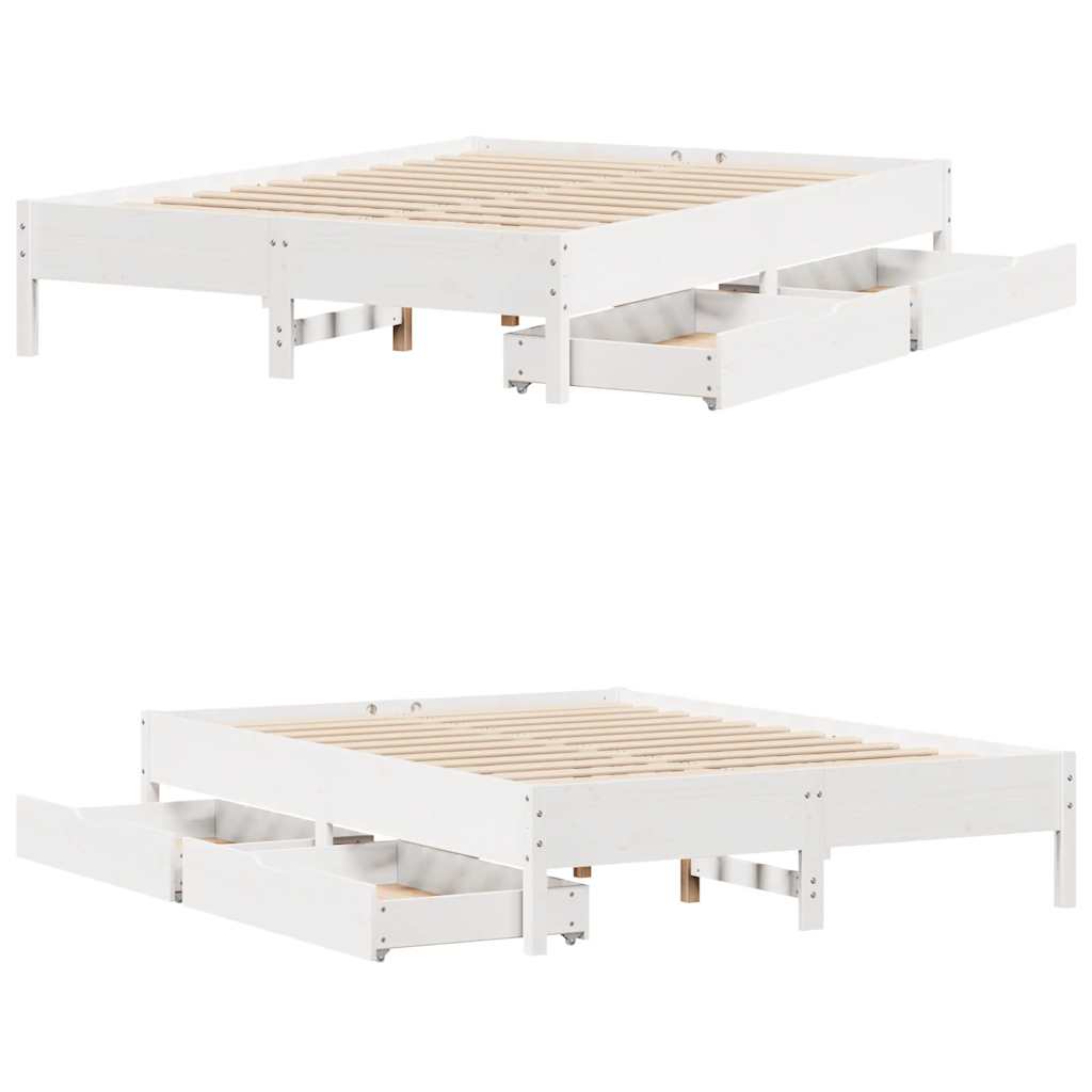 fehér tömör fenyőfa ágy matrac nélkül 135 x 190 cm