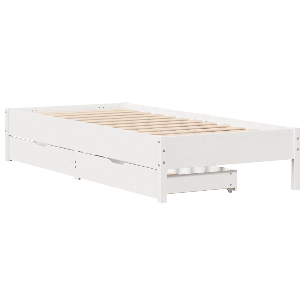 fehér tömör fenyőfa ágy matrac nélkül 75 x 190 cm
