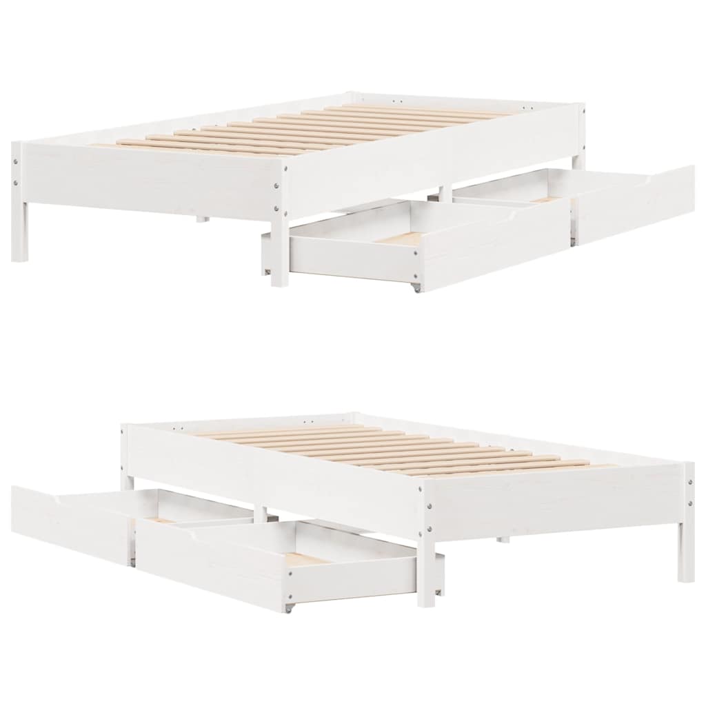 fehér tömör fenyőfa ágy matrac nélkül 75 x 190 cm