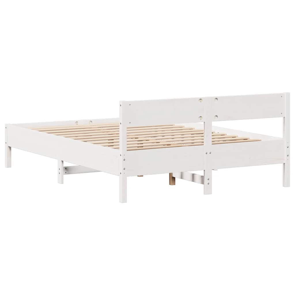 fehér tömör fenyőfa ágy matrac nélkül 120 x 200 cm