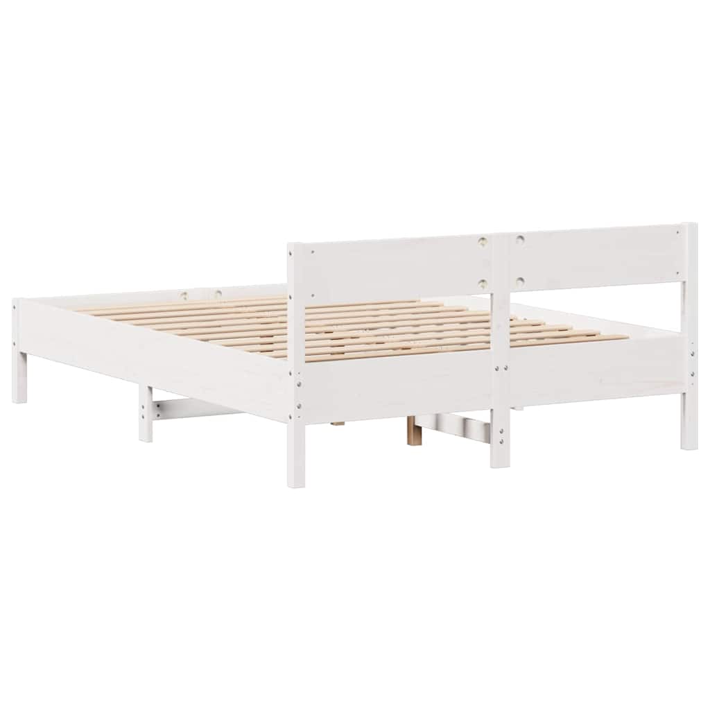 fehér tömör fenyőfa ágy matrac nélkül 140x190 cm